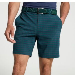 NWT Walter Hagen P11 Purelex Performance Tartan Dark Green Shorts Sz 42 $70